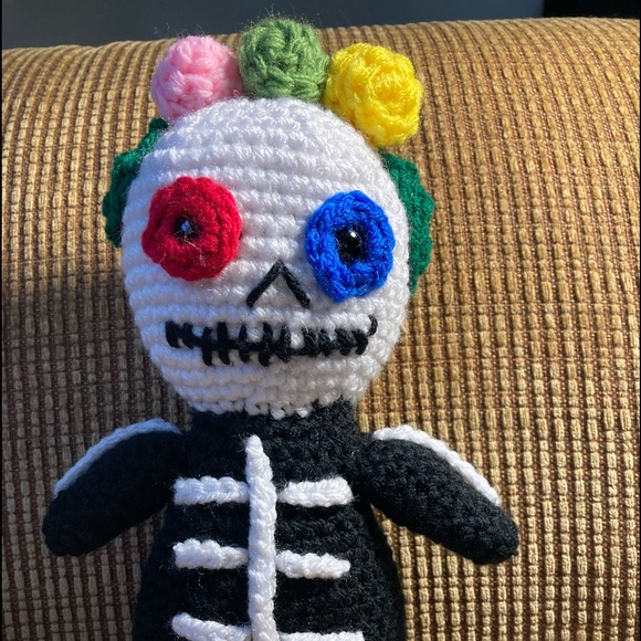 Sugar skull crochet handcrafted doll